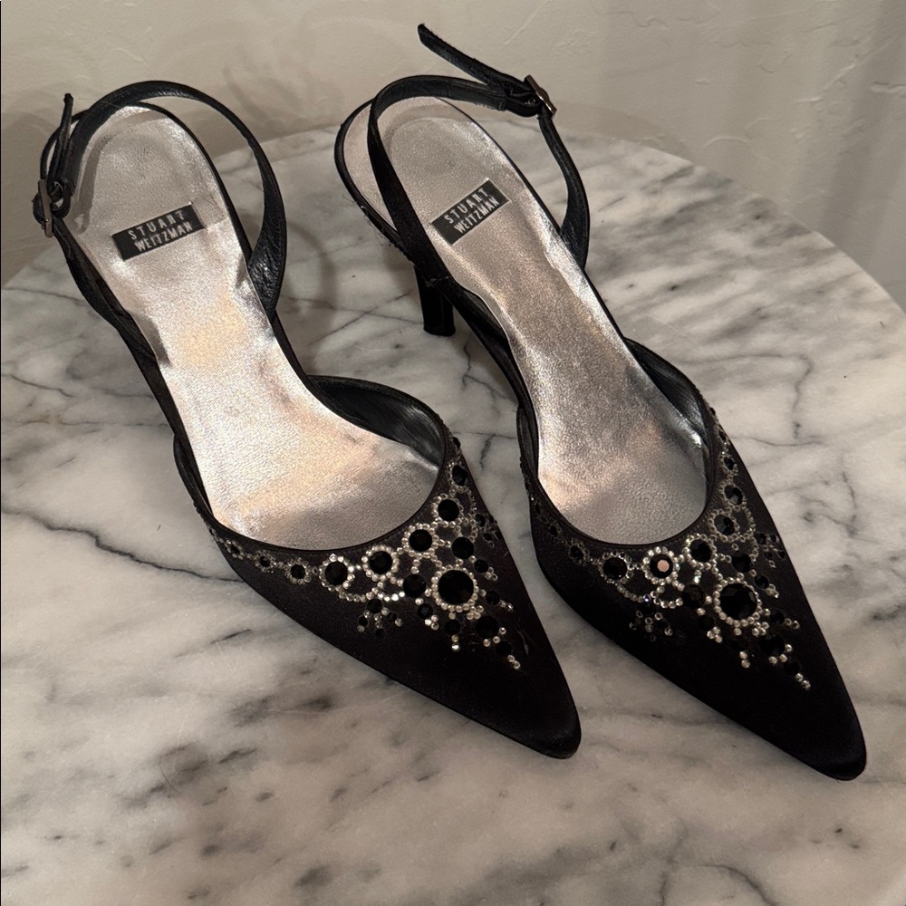 Stuart Weitzman Black Embellished Pumps- size 7
